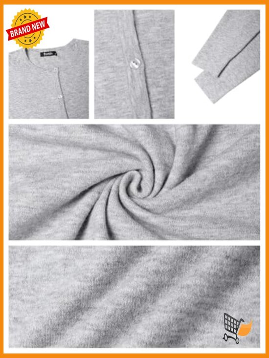 Cropped Cardigan Sweater Lightweight Bolero Shrug Button Down Long Sleeve - Picture 6 of 7